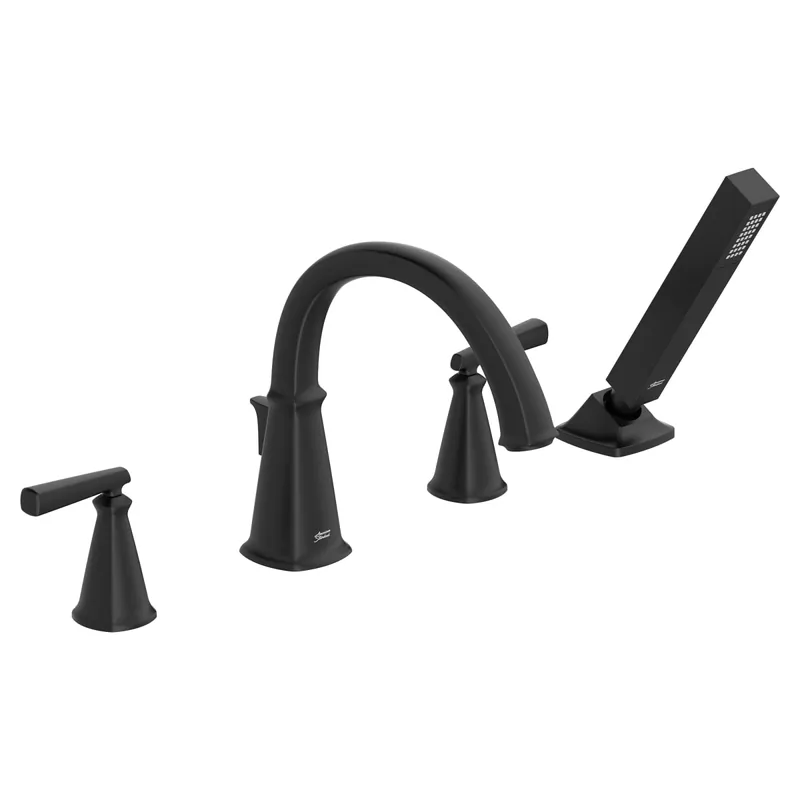 American Standard T018901.243 Edgemere Bathtub Faucet With Lever Handles And Personal Shower For Flash Rough-In Valve In Matte Black