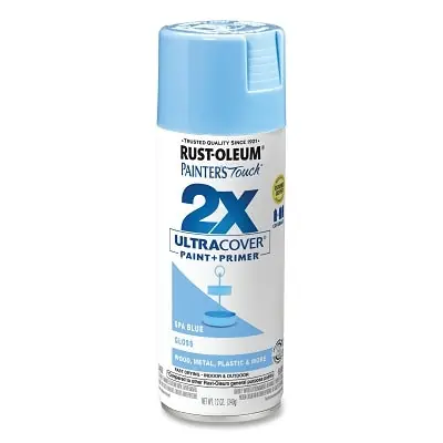Rust-Oleum 334045 Painter's Touch 2X Ultra Cover Gloss Spray Paint + Primer 12 oz Spa Blue