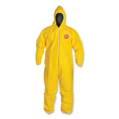 DuPont QC127SYLMD001200 Tychem 2000 Coverall, Serged Seams, Yellow, Medium