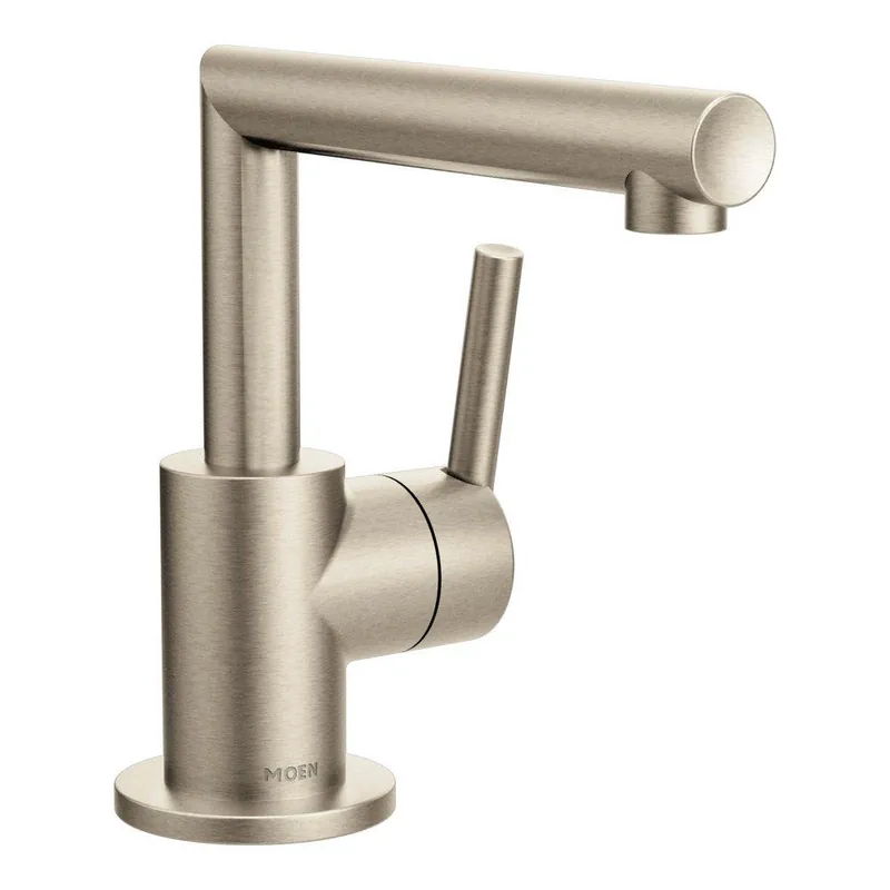 Moen S43001BN Arris Single Handle Monoblock Bathroom Sink Faucet in Brushed Nickel
