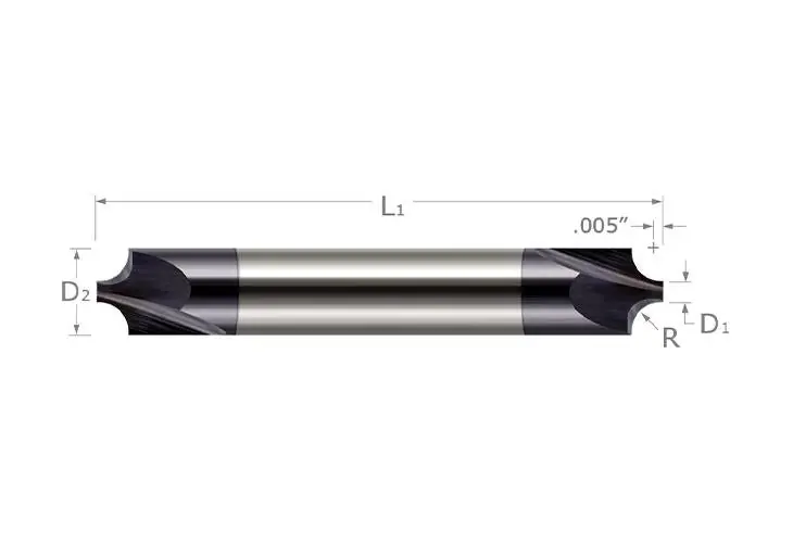 Harvey Tool 46060-C3 HAR R.060x3/16x2 2FDE Carb/Altin Corner Rd Mill Tip=.047