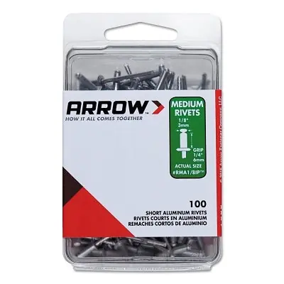 Arrow Fastener RMA1/8IP Aluminum Rivets 1/4 x 1/8