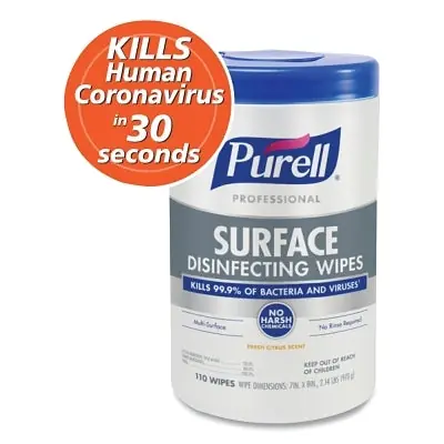 Gojo 9342-06 Professional Surface Disinfecting Wipe 110 Wipes Canister Citrus