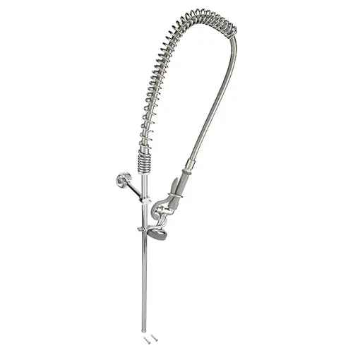 T&S Brass B-2250-B Pre-Rinse Assembly 44 Stainless Steel Hose Self-Closing Squeeze Valve Wall Bracket