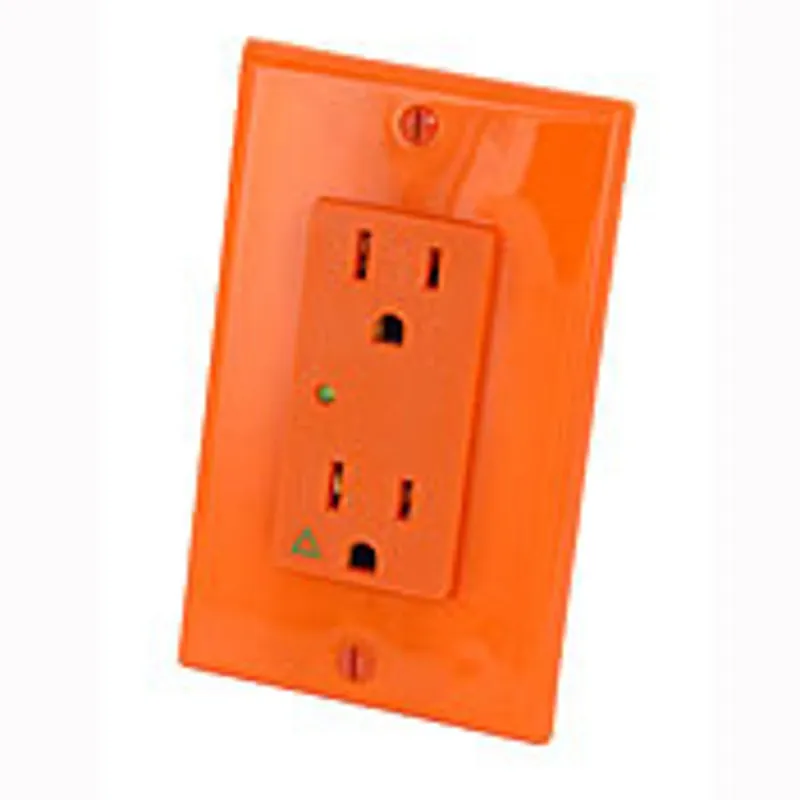 Leviton 5280-IGO 15-Amp 125-Volt Decora Plus Duplex Receptacle Straight Blade Isolated Ground Surge with Indicator Light