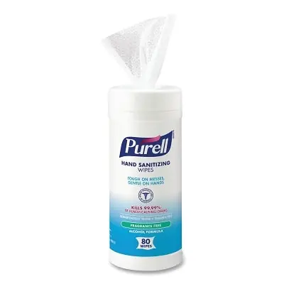Gojo 9030-12 Hand Sanitizing Wipes Alcohol Formula 6 in W x 7 in L 80/Canister