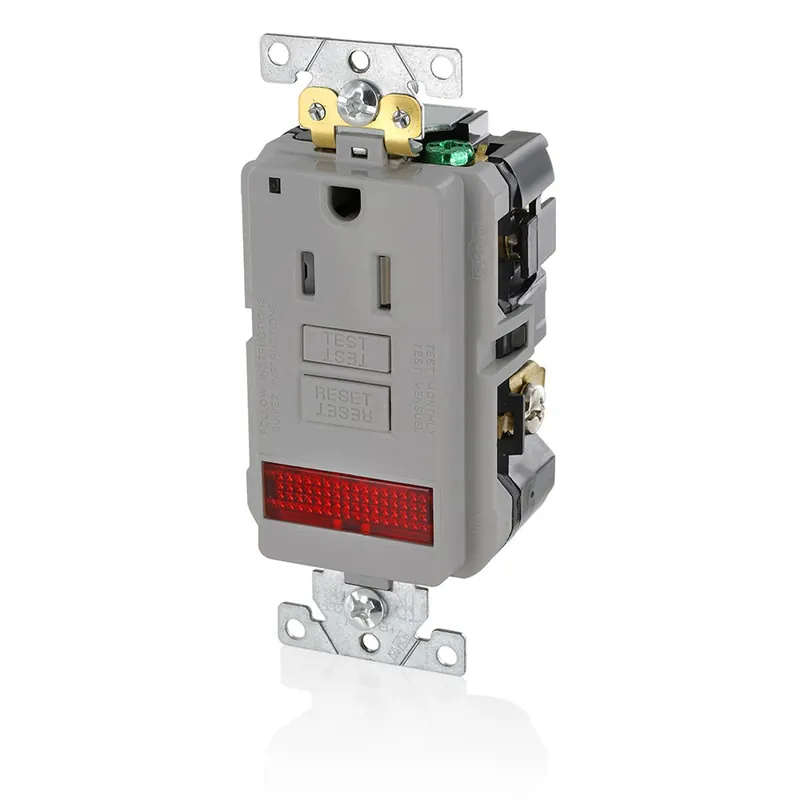 Leviton GFPL1-PLG 15 Amp 125 Volt SmartlockPro Single Self-Test GFCI Receptacle with LED Pilot Light NEMA 5-15R
