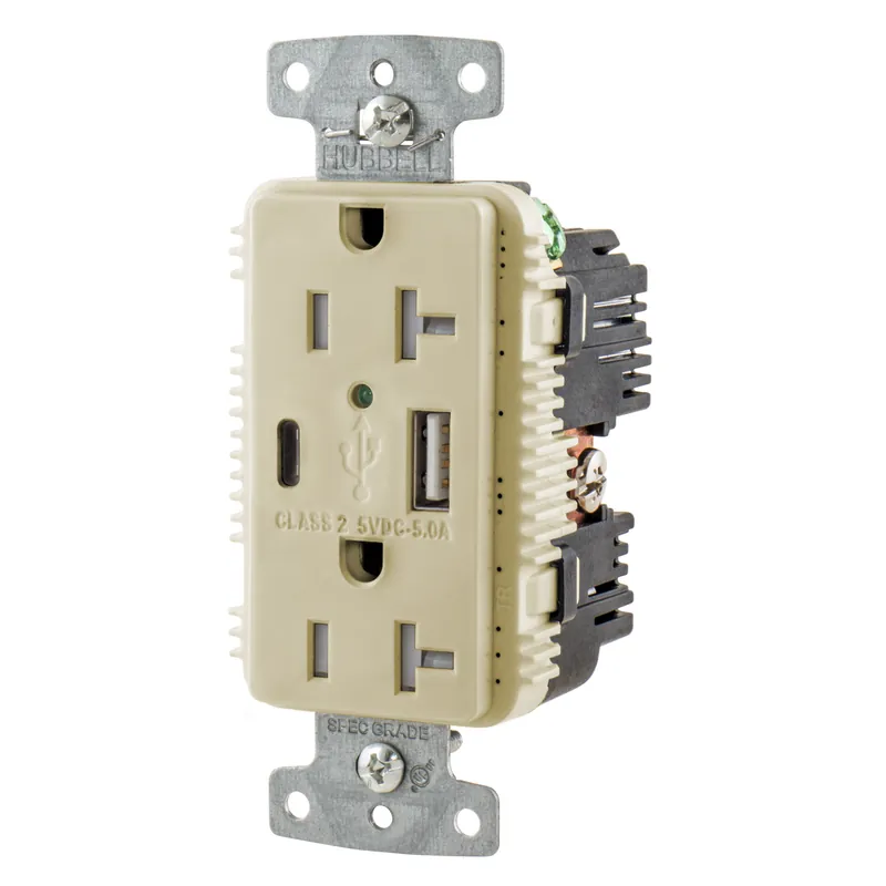 Hubbell USB20AC5I HWS USB Charger and Receptacle 20A 125V RCP