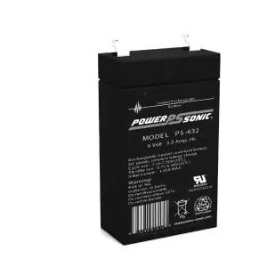 Power-Sonic PS-632 Lead Acid Battery, 6 VDC Nominal, 3.5 Ah Nominal