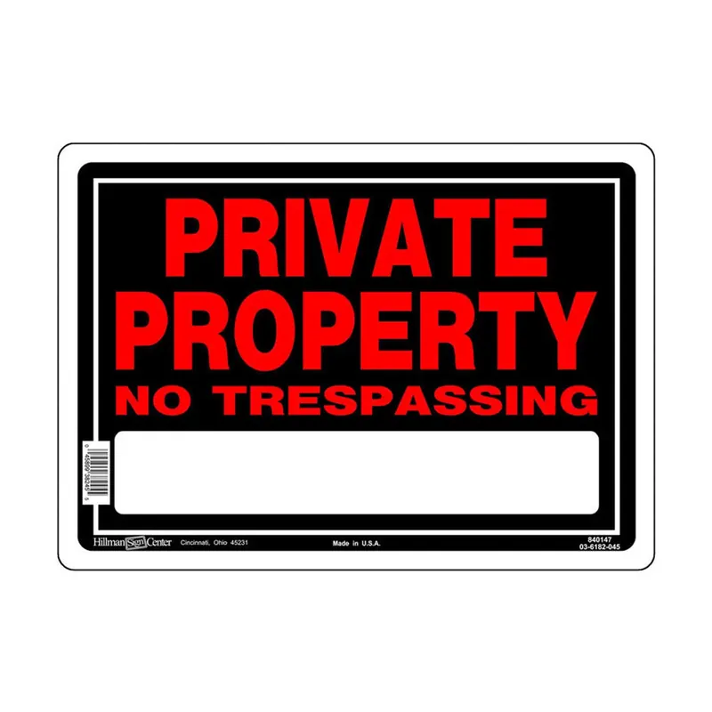 True Value TV101644 10x14 PrivProp Sign BLK