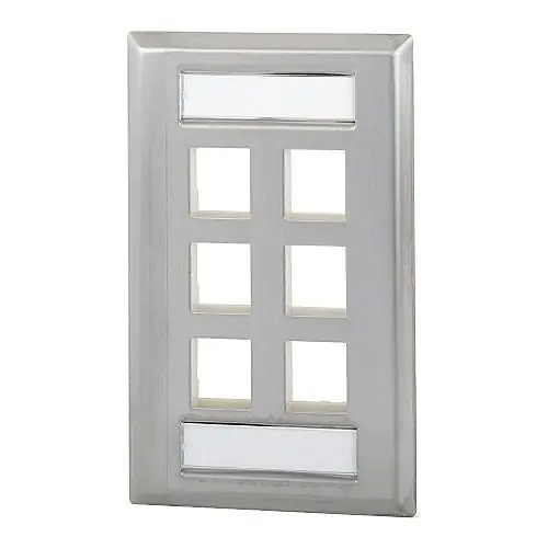 Signamax SSKFL-6 6-Port Single-Gang Stainless-Steel Faceplate