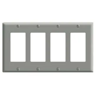 Leviton PJ264-GY 4-Gang Decora/GFCI Decora Wallplate Midway Size Gray