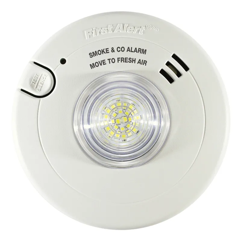 BRK 7030BSL Photoelectric Electrochemical CO Smoke And Carbon Monoxide Alarm With LED Strobe Light 3-Volt Sealed Lithium Battery 120-Volt AC