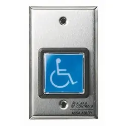 Alarm Controls TS-4 Request to Exit Station, Square Blue Push Button with ADA Symbol