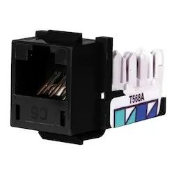 HUBBELL PREMISE WIRING HXJ6BK24 JACK, HXJ,CAT6,8POS,UNI A/B,BK,24PK BLACK