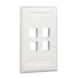 Panduit NK4FBL NetKey 4-Port Faceplate with Label Pocket, Black