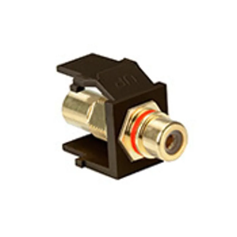 Leviton 40830-BBR F-Type Modular Jack Quickport RCA Gold-Plated Connector with Red Stripe Brown