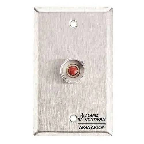 Alarm Controls RP-26 Remote Wall Plate with N/O Red Push Button, Guard Ring, Single Gang, RP-26
