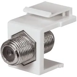 DATACOMM ELECTRONICS 20-3102-WH Keystone Jack, Nickel Plated, White, With 1 Gigahertz F-Connector