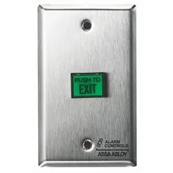 Alarm Controls TS-7 Request-to-Exit Station, 5/8 7/8 Green Rectangular Push Button, Single Gang, TS-7