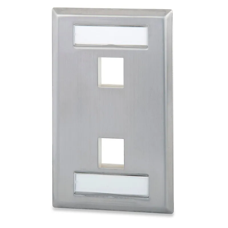 Signamax SSKFL-2 2-Port Single-Gang Stainless-Steel Faceplate with Labeling