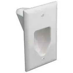 Datacomm Electronics 45-0001-WH Low Voltage Cable Plate Recessed 1-Gang Replacement MPN