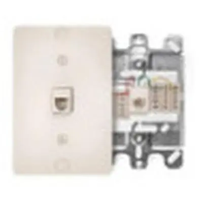 Leviton 40253-T Telephone Wall Phone Jack 110-Style Quick Connect 6P4C Light Almond