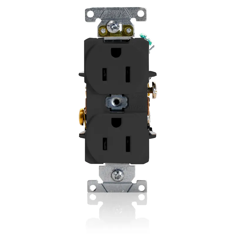 Leviton 5252-E Straight Blade Duplex Receptacle 15 Amp 125 Volt NEMA 5-15R 2 Pole 3 Wire