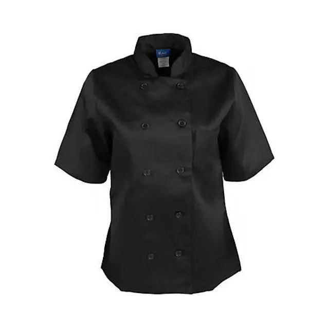KNG XL Ladies Chef Coat Black Short Sleeve
