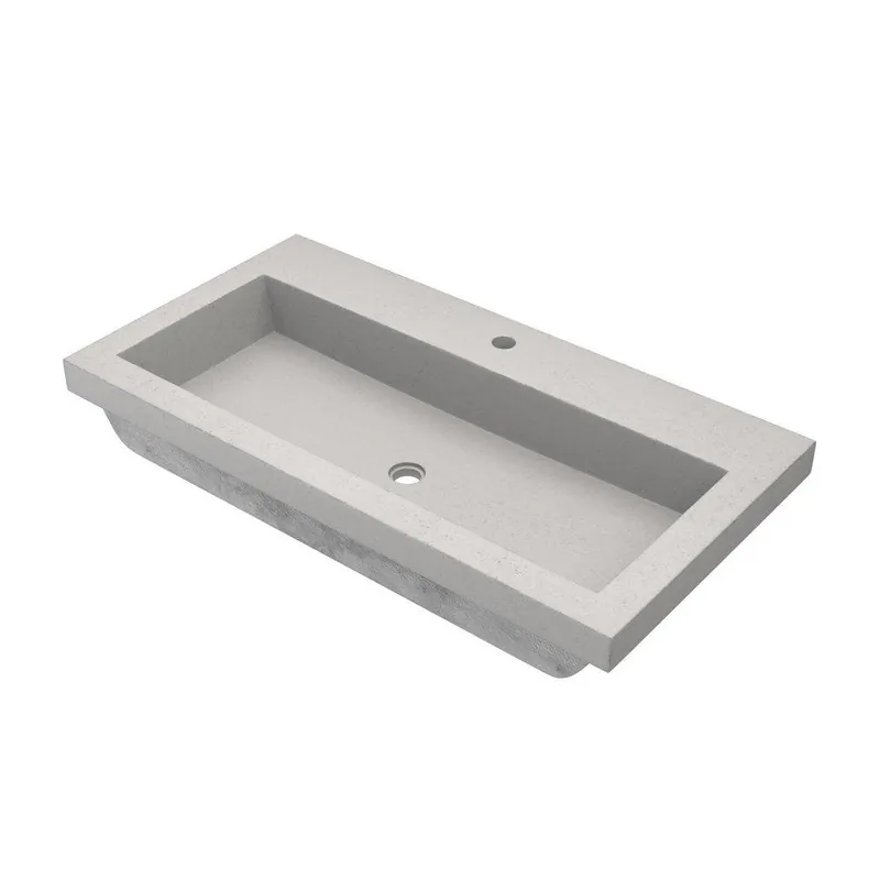 Native Trails NSL3619-A Trough 36 x 19 in. Rectangular Dual Mount Bathroom Sink in Ash