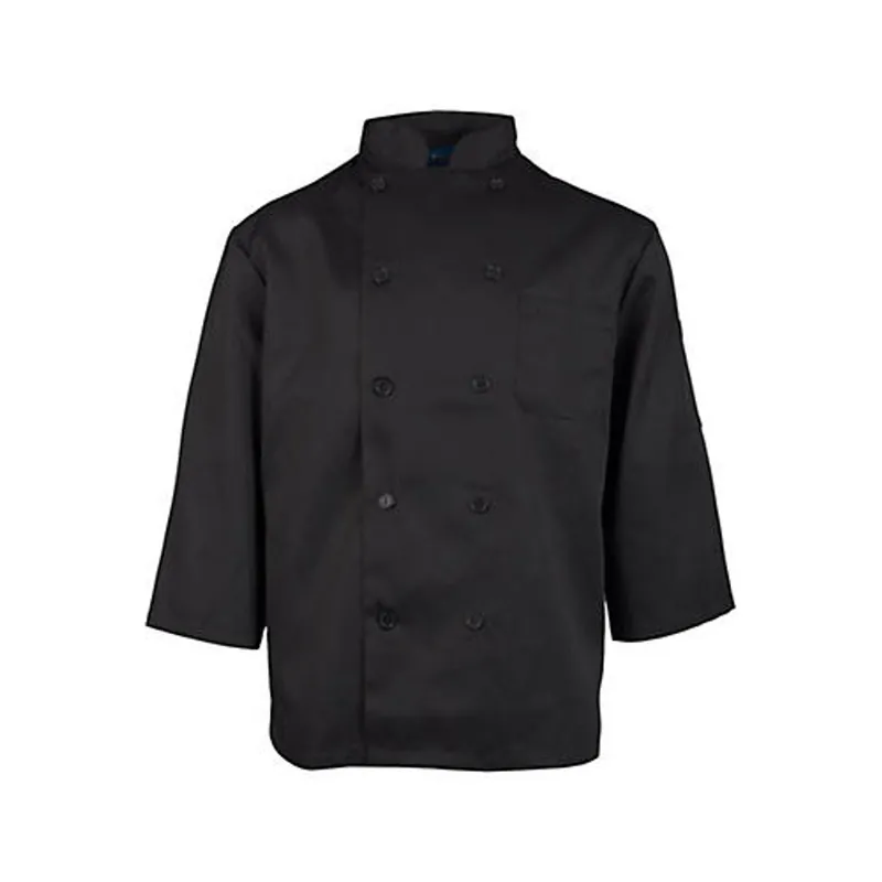 KNG XS Black Chef Coat 3/4 Sleeve
