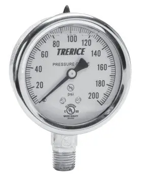 Trerice D82LFB Pressure Gauge Bottom Mount 0-100