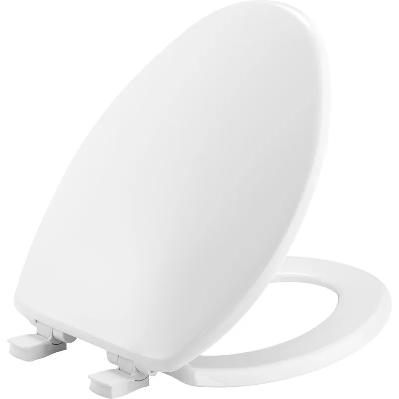 Bemis BEMIS7B7300SLEC000 Elongated Plastic Toilet Seat in White with Easy-Clean and Whisper-Close Hinge