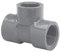 LASCO 805-010 Schedule 80 Injection Molded PVC Tee 1 Inch FPT x Fpt x Fpt Gray