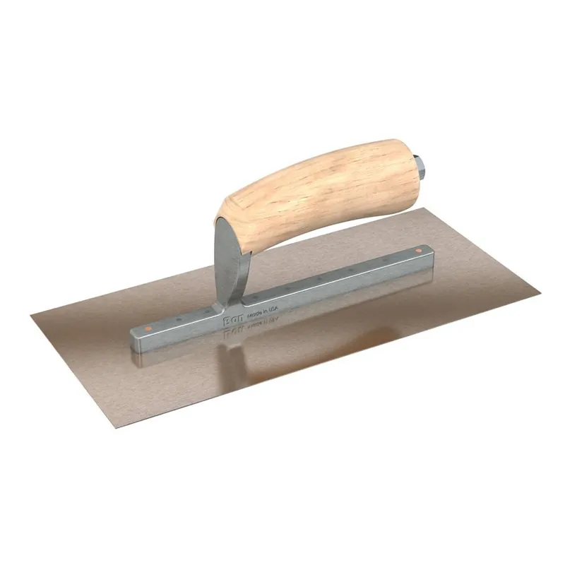 Bon Steel City 66-117 Golden Stainless Steel Finishing Trowel Square End 11 X 5 Camel Back Wood Handle