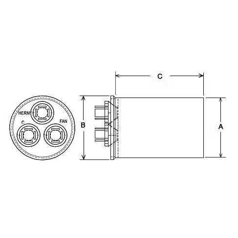 Protech 43-25133-11 Capacitor 35/3/440 Dual Round