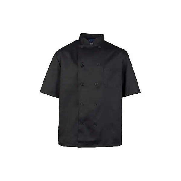 KNG Sm Mens Chef Coat Black Short Sleeve