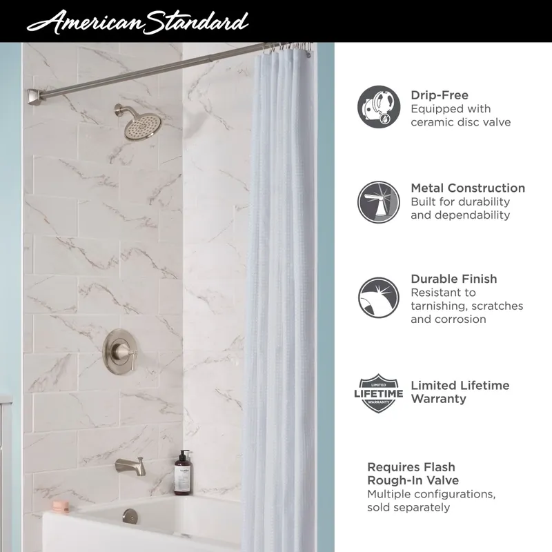 American Standard TU617508.002 Glenmere Tub and Shower Trim Kit 1.8 gpm with Replacement MPN