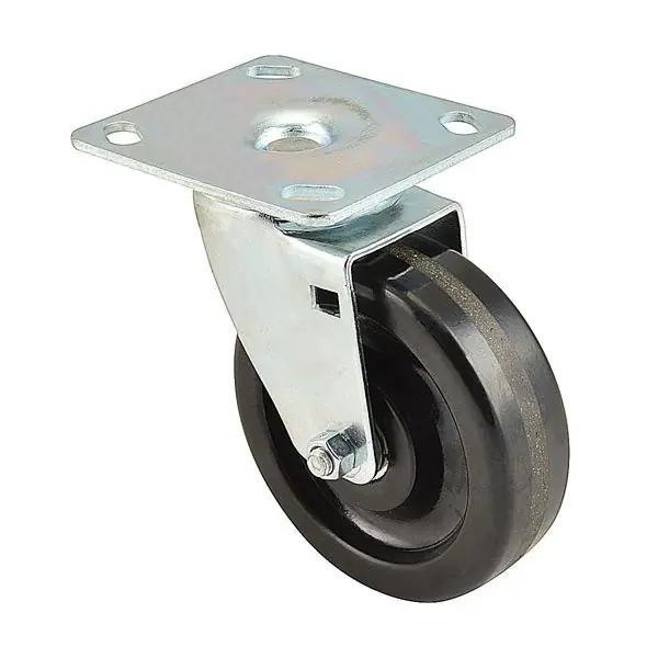 CASTER,PLATE 5"OD,SWVL,B LACK W/O BRAKE