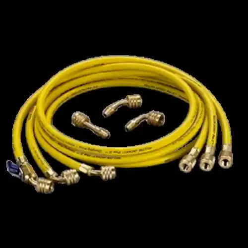 Yellow Jacket 30260 A2L Yellow PLUS II Hose for Left-Handed A2L Refrigerant Tanks, 45 Deg Fitting
