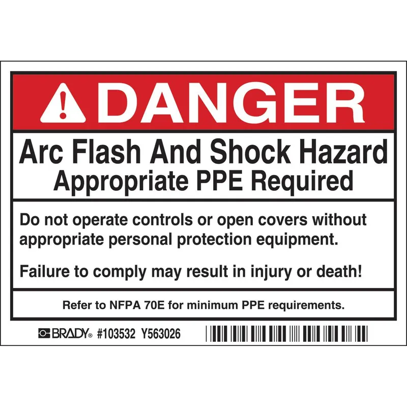 Brady 103532 Laminated Rectangular Arc Flash Label, 3-1/2 in H x 5 in W