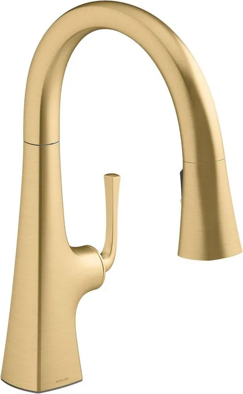 KOHLER 22063-2MB Graze Single Handle Pull Down Kitchen Faucet in Vibrant Brushed Moderne Brass
