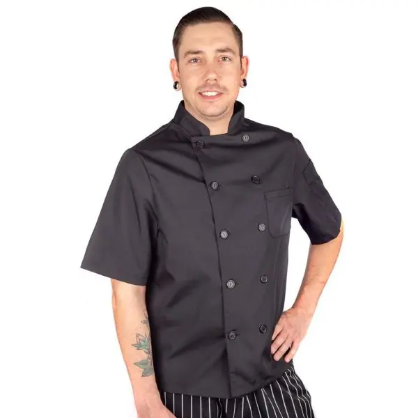 KNG 3XL Mens Chef Coat LW Mesh Short Slv Black