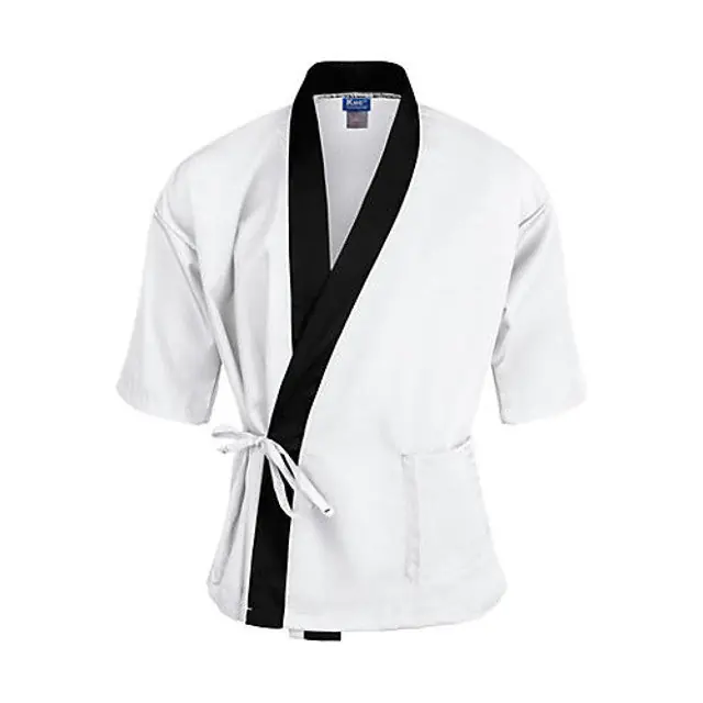 KNG 2XL Sushi Chef Coat White/Black 3/4 Sleeve