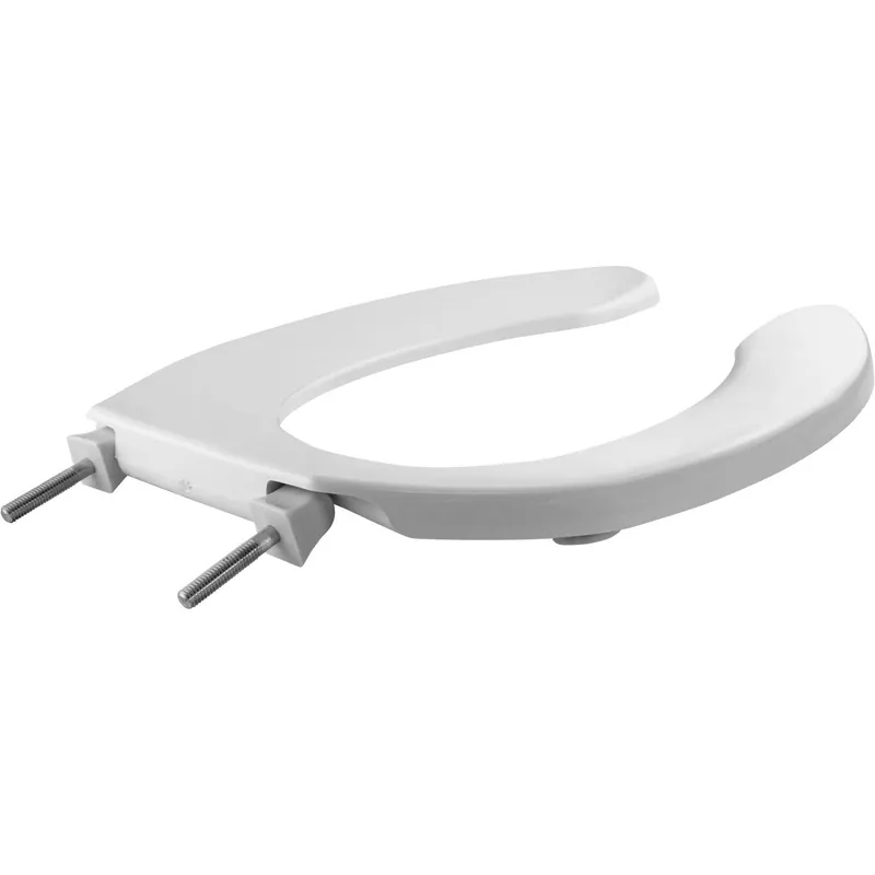 Bemis 1055SSC 000 Elongated Plastic Open Front Less Cover Toilet Seat in White with Self-Sustaining Check Hinge