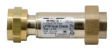 Watts 0072218 1 x 3/4 Lead Free Residential Dual Check Valve Backflow Preventer