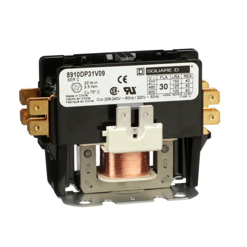 Square D 8910DP31V09 Non-Reversing Definite Purpose Contactor 30 Amp 208 to 240 VAC