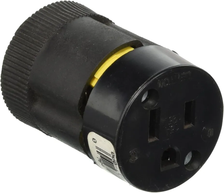 Leviton 114 Rubber Cord Outlet 15 Amp 125 Volt Grounding Black
