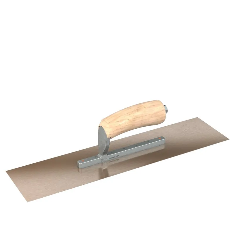 Bon Steel City 66-136 Golden Stainless Steel Finishing Trowel Square End Short Shank 11 x 4 Camel Back Wood Handle