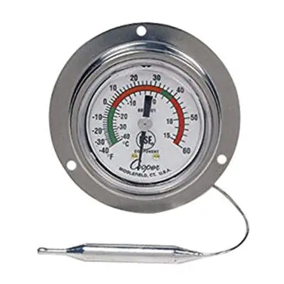 Cooper-Atkins CA6812-01-3 Stainless Steel Panel Thermometer 2 Dial Back Connect -40 to 60 Degrees